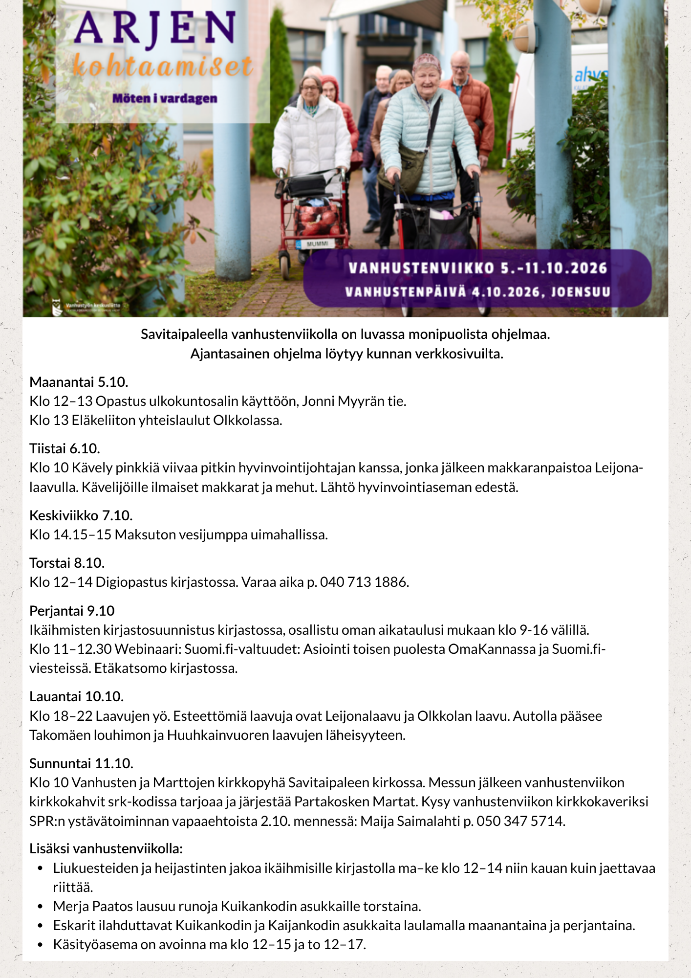 Vanhustenviikon ohjelma
